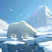 Free photo portrait of adorable white polar bear with snow