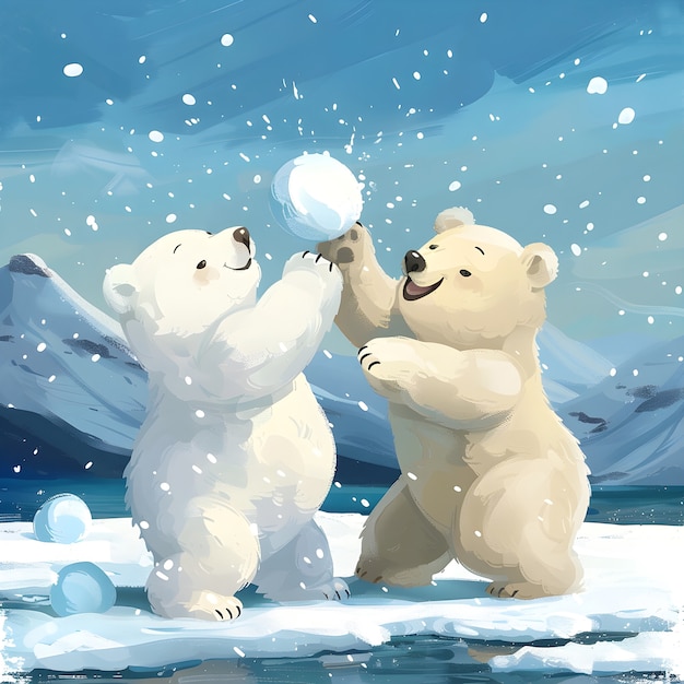Free Photo portrait of adorable white polar bear with snow