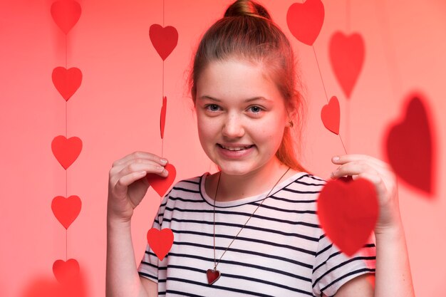 Portrait of adorable young girl posing