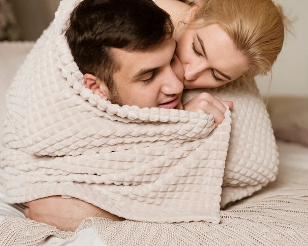 Portrait of adorable young lovers together