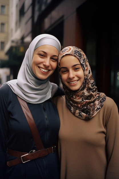 Foto gratuita ritratto di una madre e di una figlia adulte affettuose