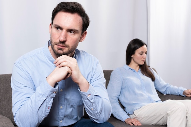 Free photo portrait of adult male thinking of family breakup