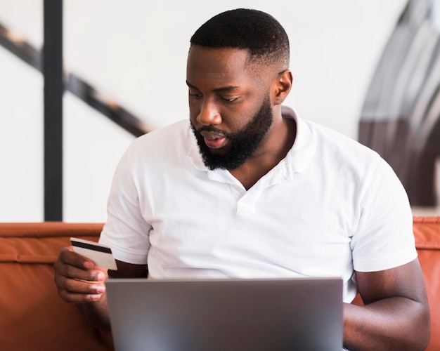 Portrait of adult male working from home