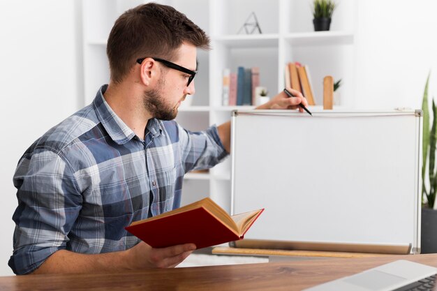 Portrait of adult male working from home