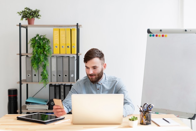 Portrait of adult male working from the office