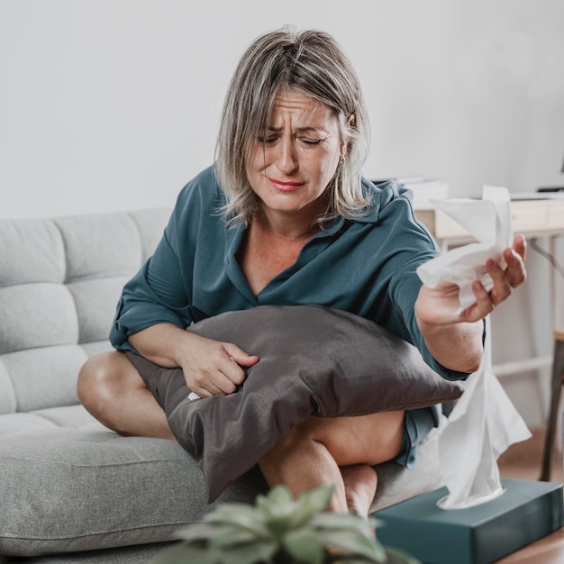 Free photo portrait of an adult woman fighting depression