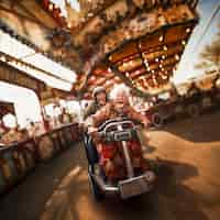 Free photo portrait of adults on bike