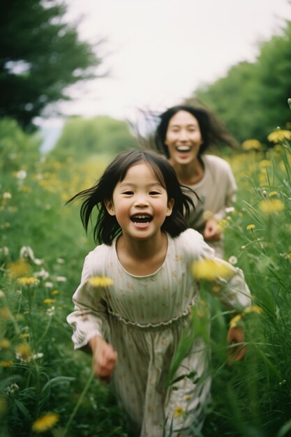 사랑 스러운 행복 한 어머니 와 자녀 의 초상화