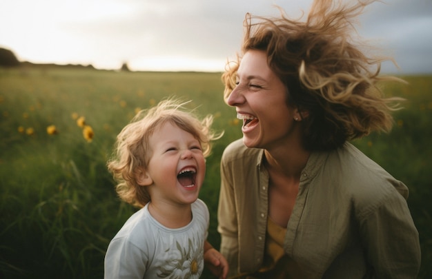 Foto gratuita ritratto di una madre affettuosa e felice con il figlio