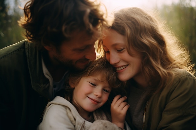 Free photo portrait of affectionate loving family