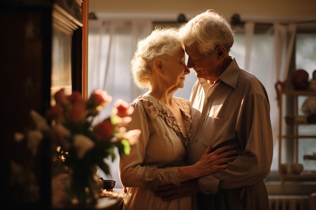 Portrait of affectionate loving senior couple