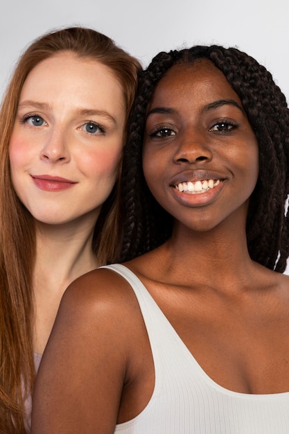 Portrait of african american and redhead woman