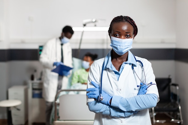 Portrait of african american woman working as doctor