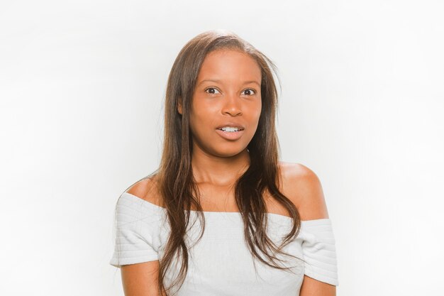 Portrait of an african teenage girl on white background