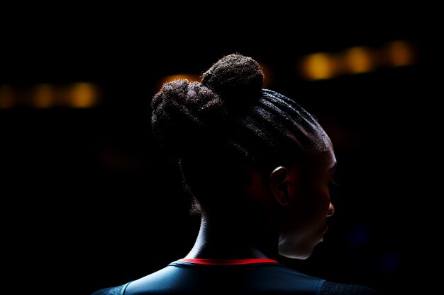 競技の準備をしているアフリカ系アメリカ人の体操選手の肖像画