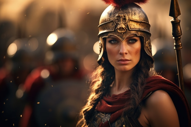 portrait of ancient greek spartan warrior