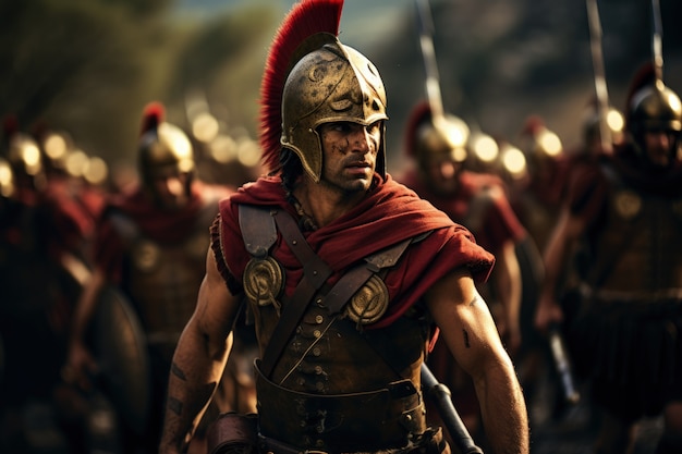Free photo portrait of ancient greek spartan