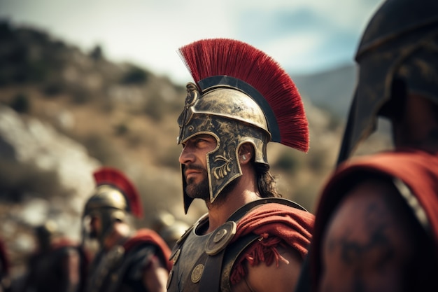 Free photo portrait of ancient greek spartan