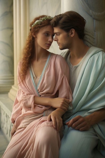 Free photo portrait of ancient roman couple