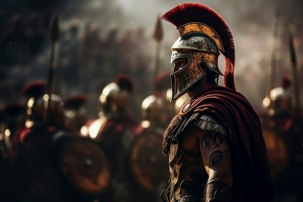 Portrait of ancient roman empire warrior