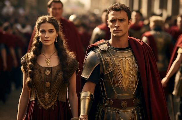 Foto gratuita ritratto di donna e uomo dell'antico impero romano