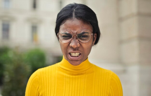 portrait of angry young woman