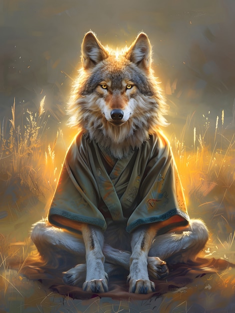 Foto gratuita portrait of animal meditating and practicing mindfulness in digital art style