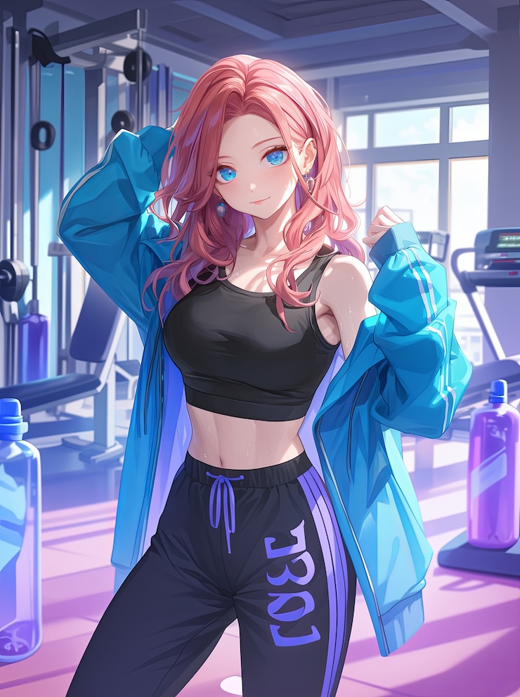 Free Photo portrait of anime character doing fitness and exercising