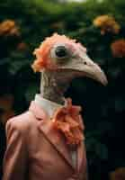 Free photo portrait of anthropomorphic bird dressed in human clothes