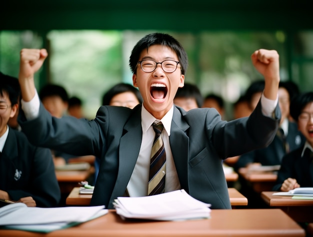 Free photo portrait of asian boy in uniform