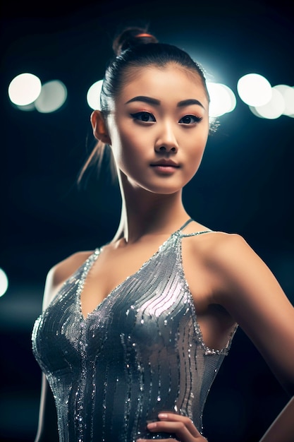 Portrait of asian gymnast getting ready for competition