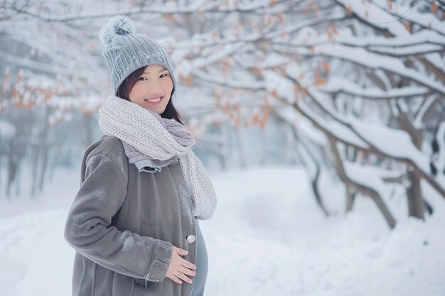 アジアの妊娠中の女性の肖像画