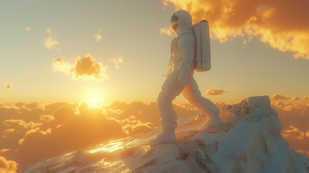 Free photo portrait of astronaut in space suit doing common activity outdoors