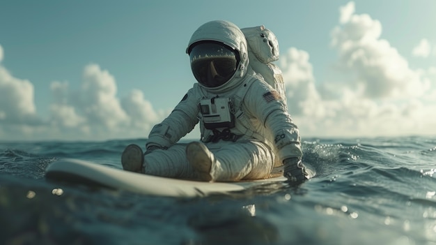 Free photo portrait of astronaut in space suit doing regular human activity