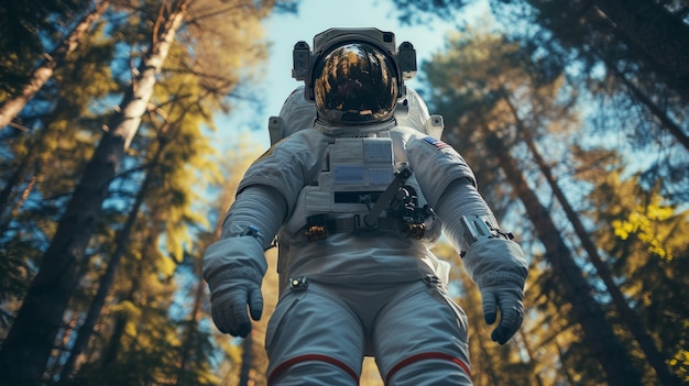 Free photo portrait of astronaut in space suit doing regular human activity