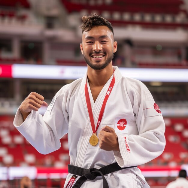 Portrait of athlete competing in the olympic games tournament