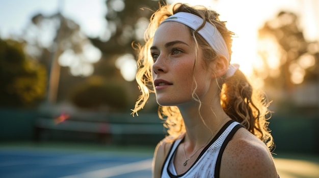 Portrait of athletic female tennis player