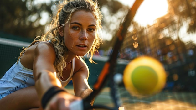 Foto gratuita ritratto di una tennista atletica