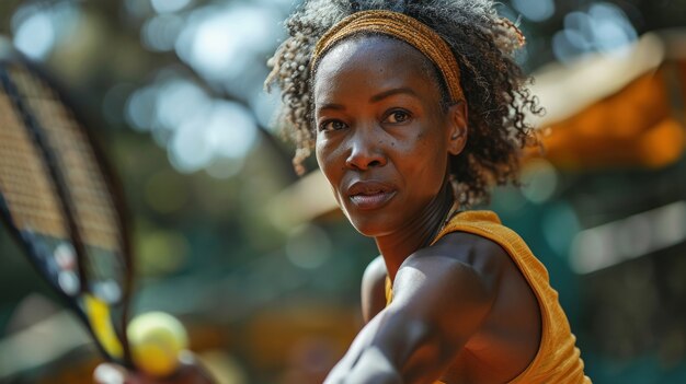 Portrait of athletic female tennis player