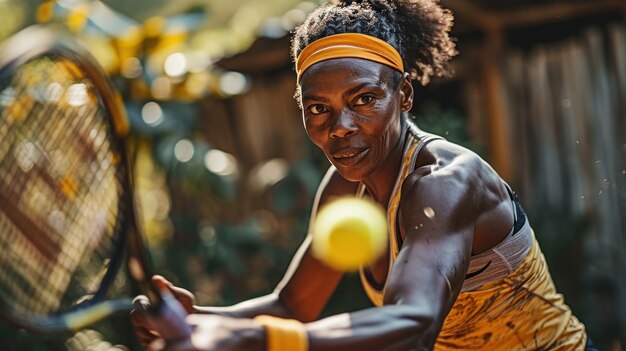 Portrait of athletic female tennis player