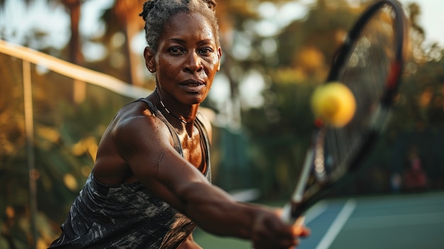 Free photo portrait of athletic female tennis player