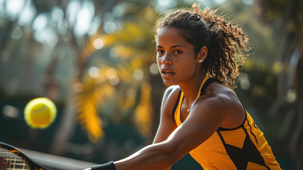 Free photo portrait of athletic female tennis player