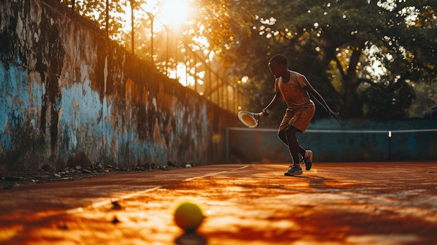 Foto gratuita ritratto di un tennista maschio atletico