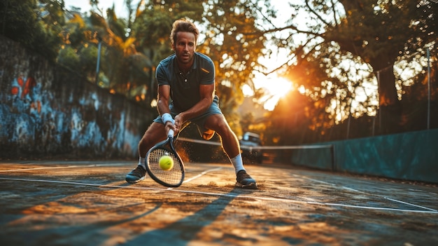 Foto gratuita ritratto di un tennista maschio atletico