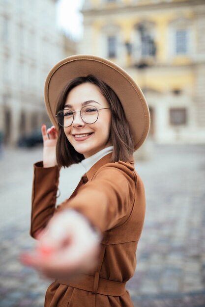 Portrait of an autumn woman come with me