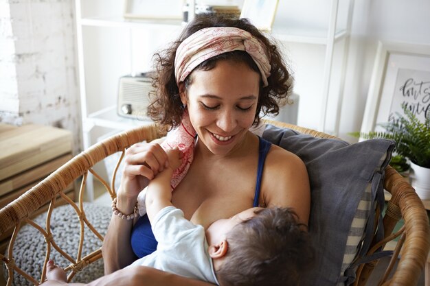 A portrait of a baby boy and mother