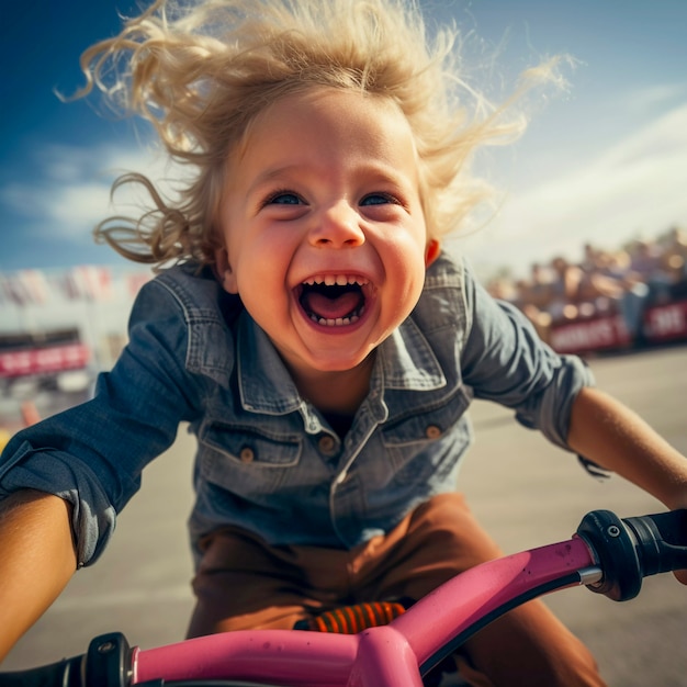 Free photo portrait of baby in carousel