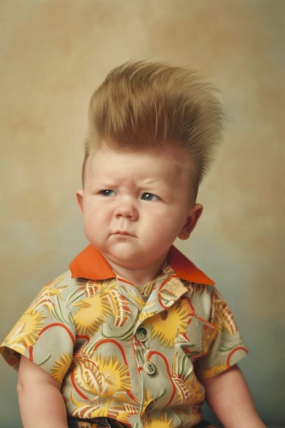 Foto gratuita ritratto di un bambino con una parrucca buffa.