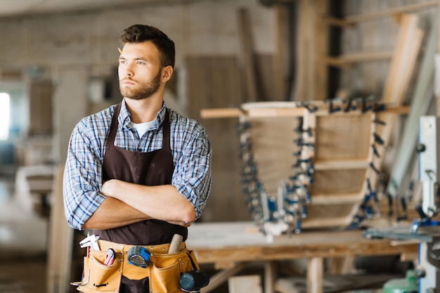 Portrait of bearded carpenter