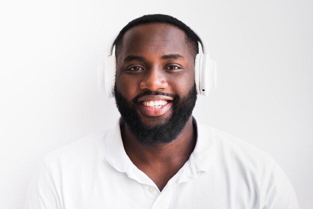 Portrait of bearded man with headphones